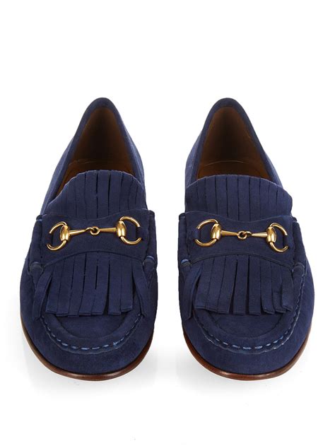 blue gucci suede horsebit loafers|gucci horsebit detailed leather loafers.